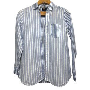 J.Crew Relaxed Boy Shirt in Mixed Stripe Beauchamps Linen Size: 4